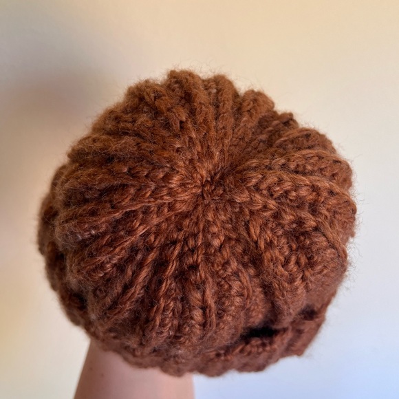Cozy Teddy Brown Crocheted Chunky Beanie - Picture 3 of 5